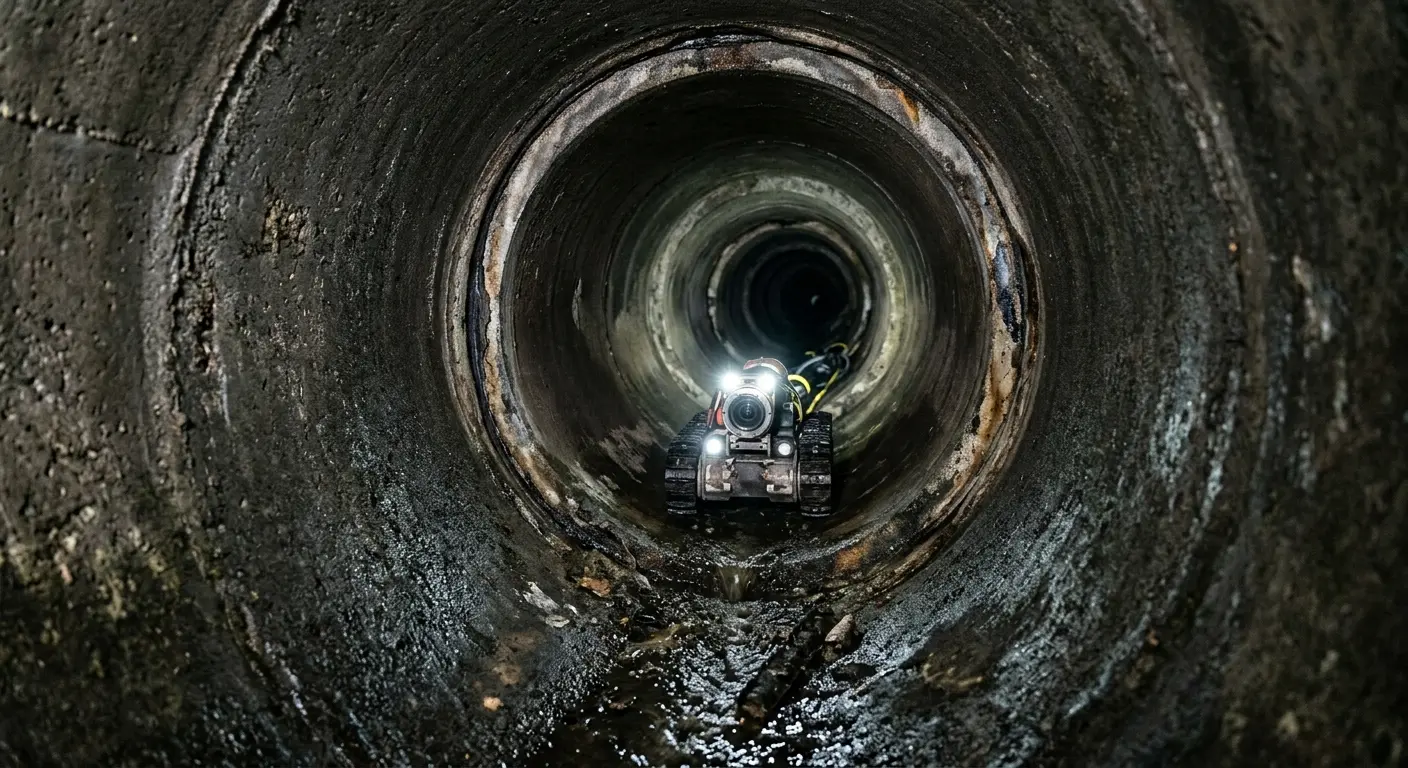 Robotic sewer camera inspecting pipe interior for Sewer Line Repair in Logansport